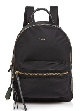 Tory Burch Black Nylon Backpack with Gold Hardware